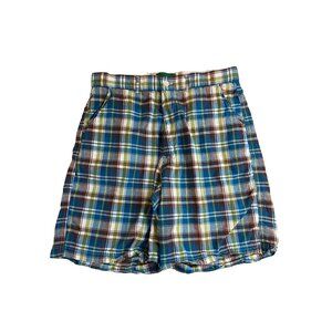 Hog Penny Mens Shorts 34 Plaid Cotton Green Brown Blue Preppy Academia